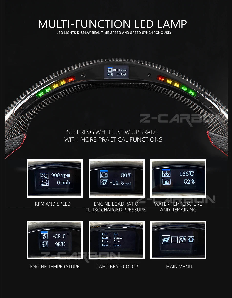 Carbon Fiber Steering Wheel For Ford Mustang 2018 2019 2020 2021 2022 2023 GT Shelby Steering Wheel Perfoeated Leather