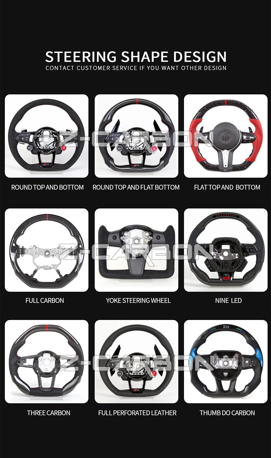 Carbon Fiber Steering Wheel For Ford Mustang 2018 2019 2020 2021 2022 2023 GT Shelby Steering Wheel Perfoeated Leather
