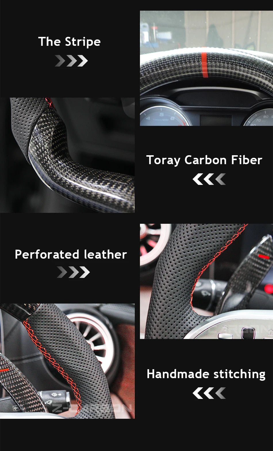 Carbon Fiber Steering Wheel For Ford Mustang 2018 2019 2020 2021 2022 2023 GT Shelby Steering Wheel Perfoeated Leather