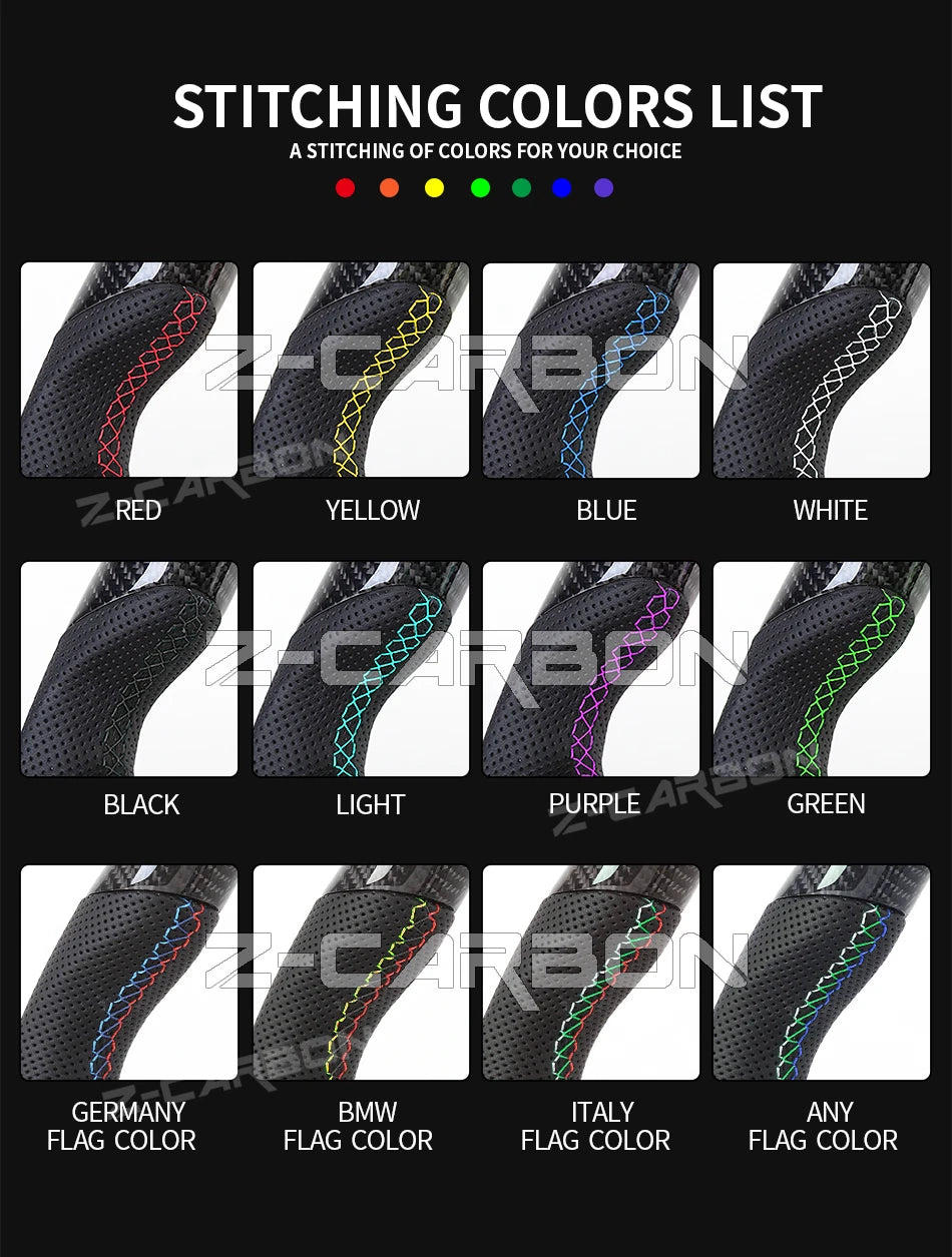 Carbon Fiber Steering Wheel For Ford Mustang 2018 2019 2020 2021 2022 2023 GT Shelby Steering Wheel Perfoeated Leather
