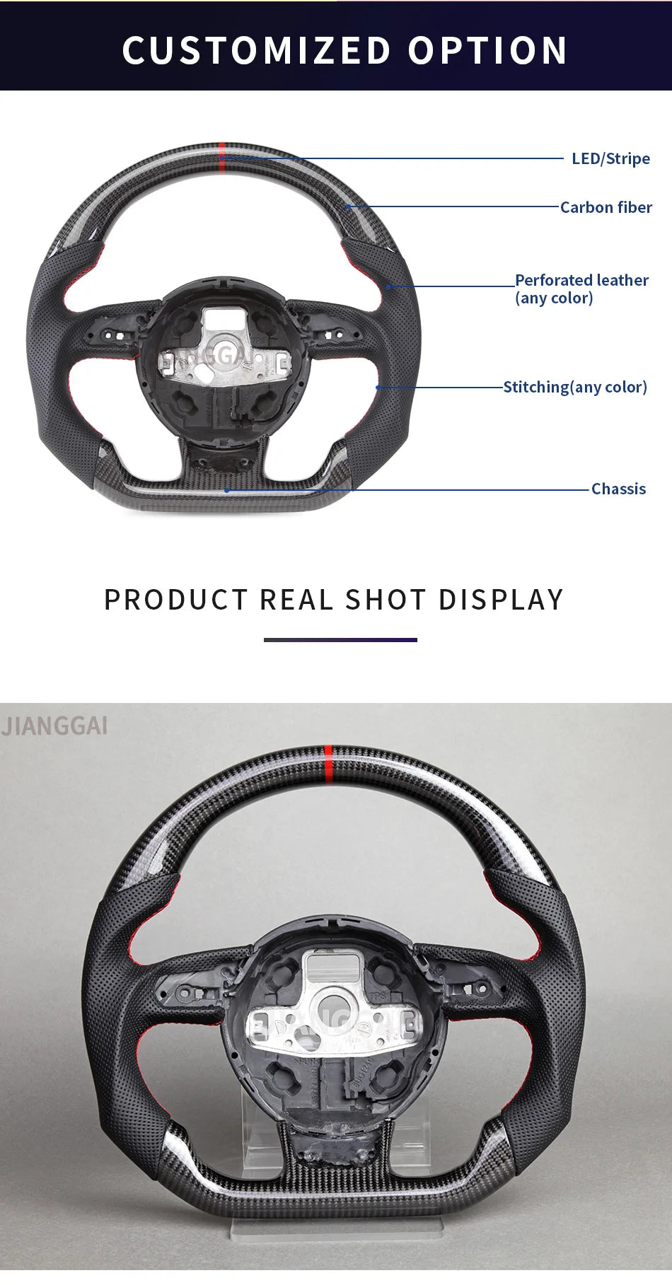 Carbon Fiber Steering Wheel For Audi RS3 RS4 RS5 RS6 RS7 2012-2016 S3 2014-2017 S4 2013-2015 S5 2012-2016