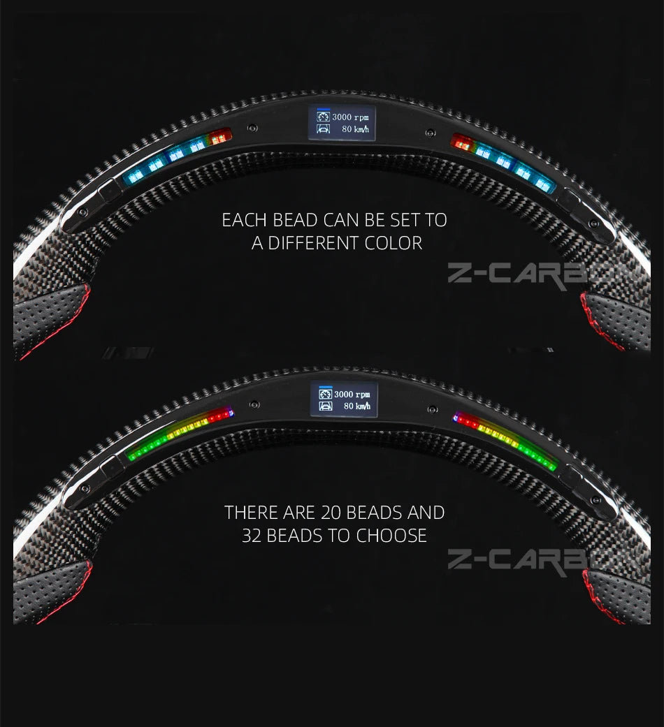 Carbon Fiber Steering Wheel For Ford Mustang 2018 2019 2020 2021 2022 2023 GT Shelby Steering Wheel Perfoeated Leather