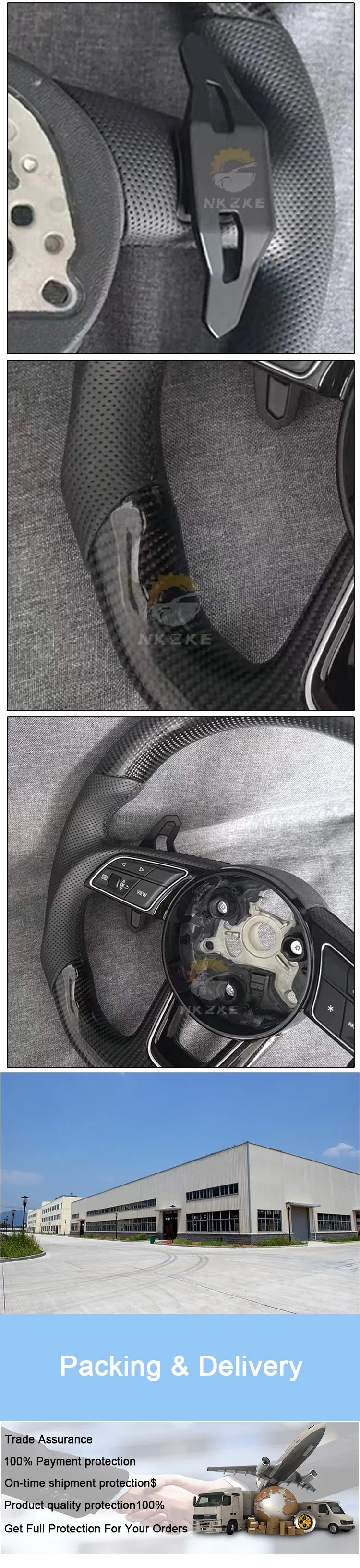 Carbon Fiber Steering Wheel, Suitable For Audi A3 8Y A4 B9 S3 S4 S5 A5 RS3 RS4, Equipped With Buttons And Shift Paddles