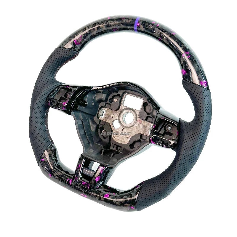 Carbon Bos Steering Wheel for Volkswagen VW Golf MK6 Carbon Fiber Forged Blue Red Perforated Leather Volkswagen Steering Wheel
