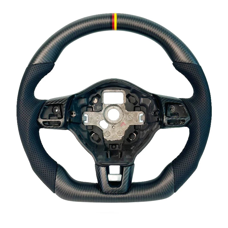 Carbon Bos Steering Wheel for Volkswagen VW Golf MK6 Carbon Fiber Forged Blue Red Perforated Leather Volkswagen Steering Wheel