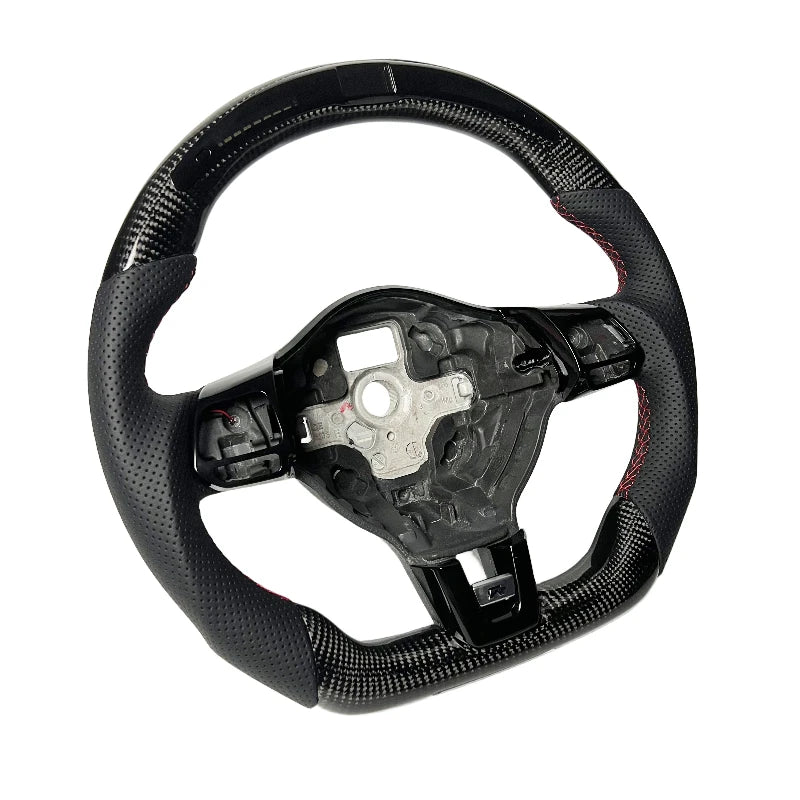 Carbon Bos Steering Wheel for Volkswagen VW Golf MK6 Carbon Fiber Forged Blue Red Perforated Leather Volkswagen Steering Wheel