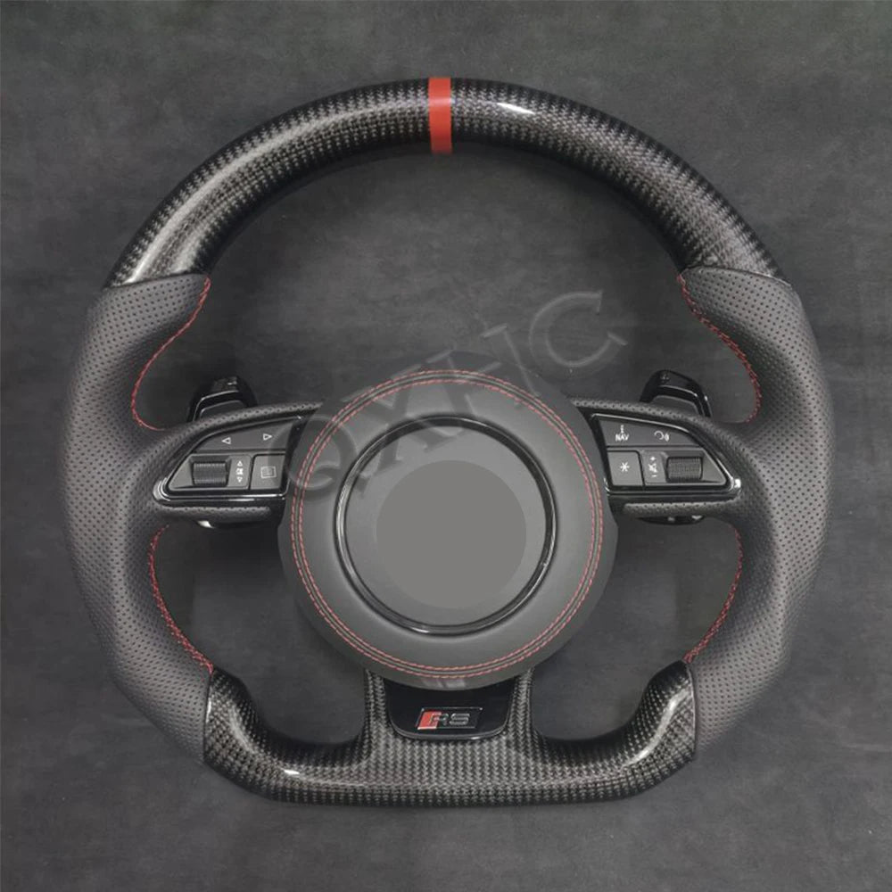 Carbon Fiber Alcantara Steering Wheel For Audi RS A3 A4 A5 A6 Q5 Q7 A7 Q2 Q3 S4 S5 S7 8V B8 C7 2007-2021