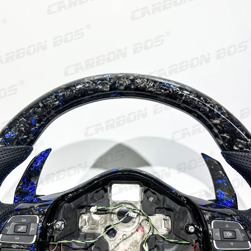 Carbon Bos Steering Wheel for Volkswagen VW Golf MK6 Carbon Fiber Forged Blue Red Perforated Leather Volkswagen Steering Wheel