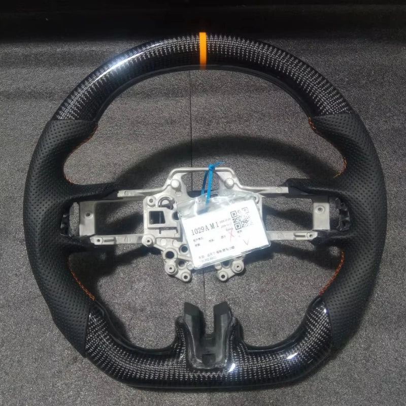 Carbon Fiber Steering Wheel For Ford Mustang 2018 2019 2020 2021 2022 2023 GT Shelby Steering Wheel Perfoeated Leather