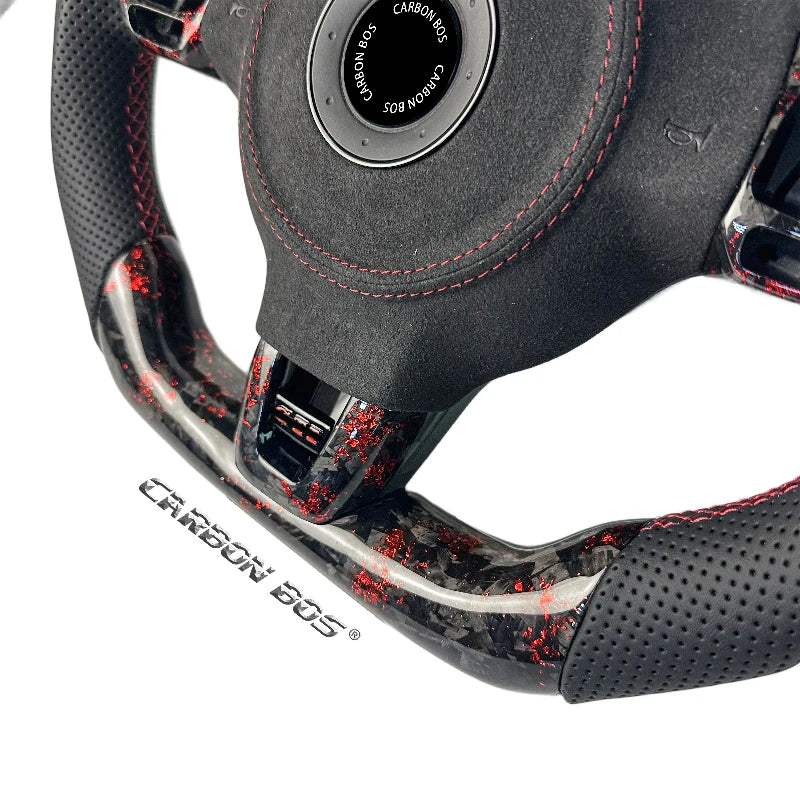 Carbon Bos Steering Wheel for Volkswagen VW Golf MK6 Carbon Fiber Forged Blue Red Perforated Leather Volkswagen Steering Wheel