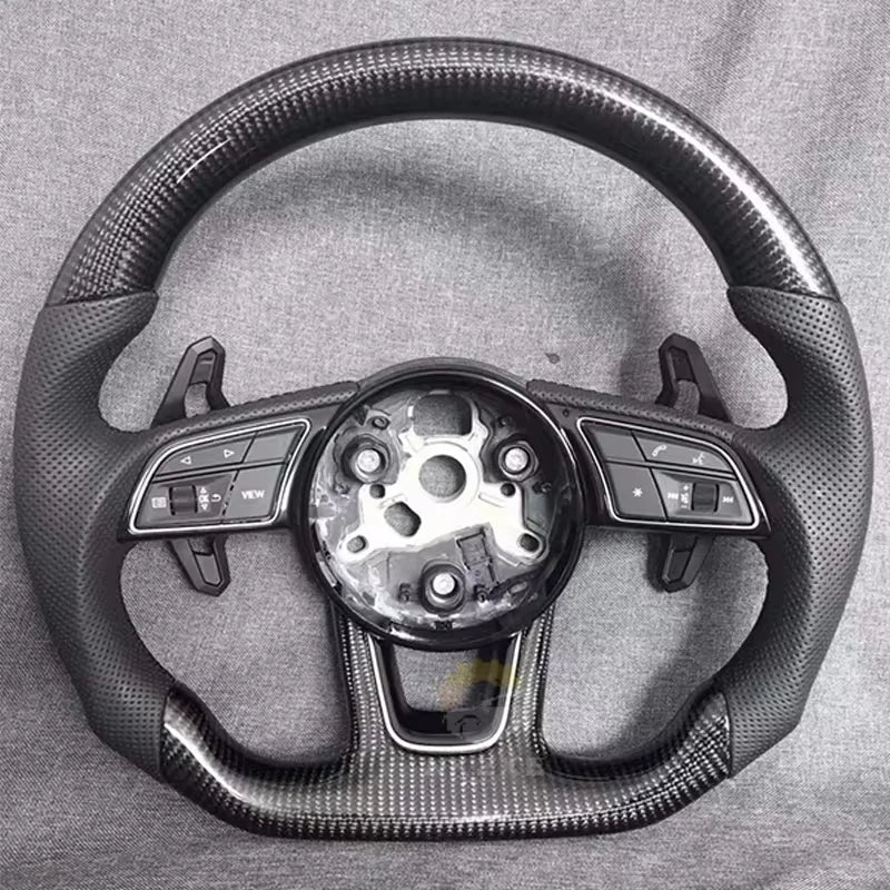 Carbon Fiber Steering Wheel, Suitable For Audi A3 8Y A4 B9 S3 S4 S5 A5 RS3 RS4, Equipped With Buttons And Shift Paddles