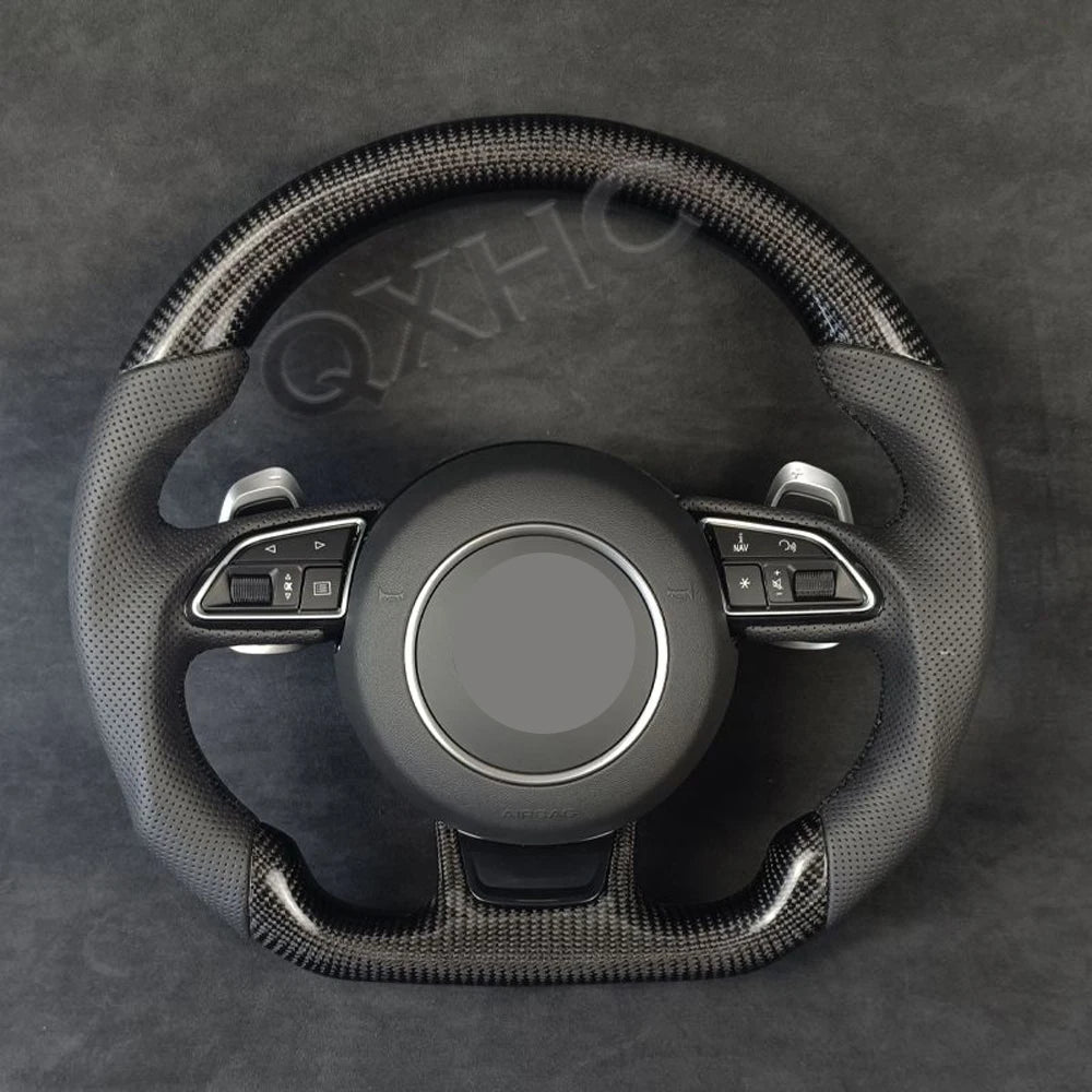 Carbon Fiber Alcantara Steering Wheel For Audi RS A3 A4 A5 A6 Q5 Q7 A7 Q2 Q3 S4 S5 S7 8V B8 C7 2007-2021