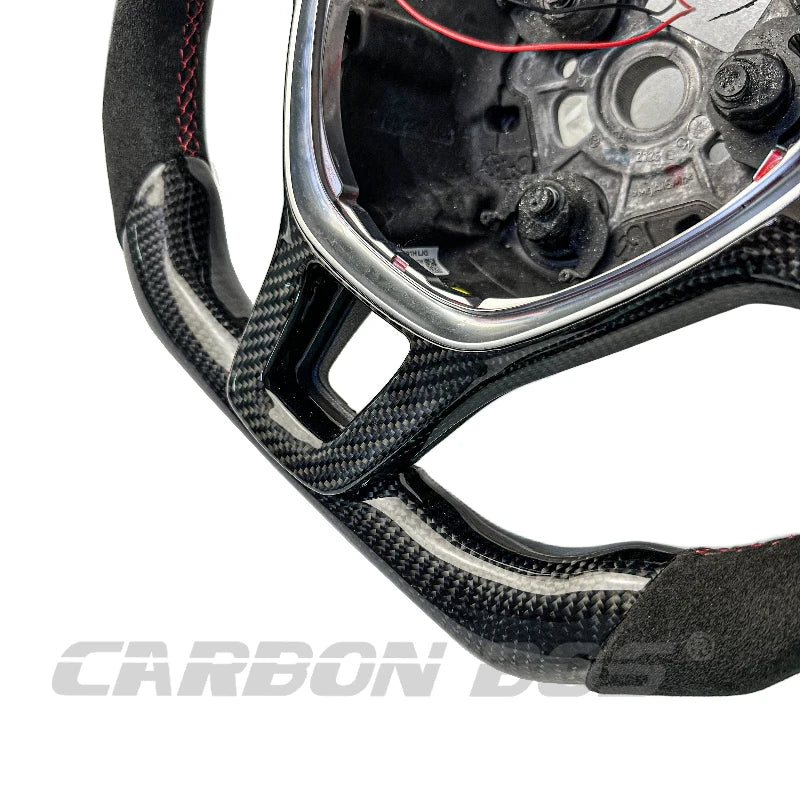 Carbon Bos Steering Wheel for Volkswagen VW Golf MK6 Carbon Fiber Forged Blue Red Perforated Leather Volkswagen Steering Wheel