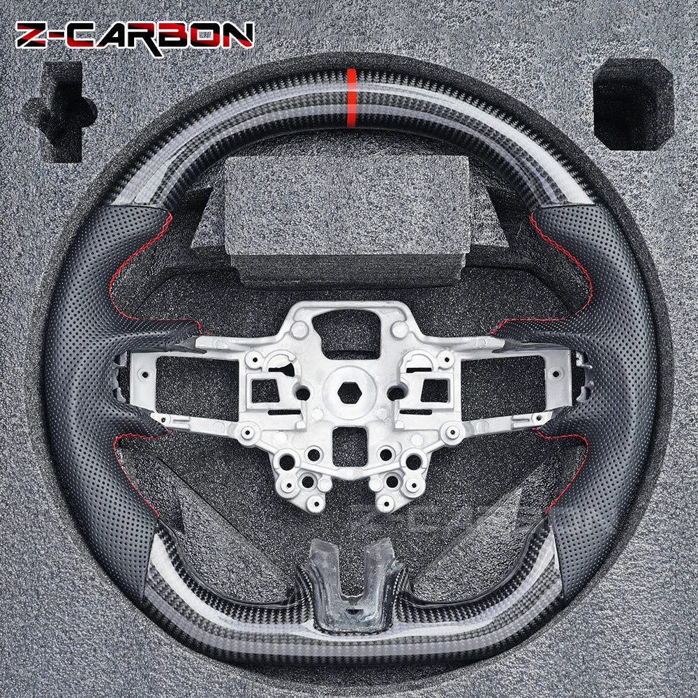 Carbon Fiber Steering Wheel For Ford Mustang 2018 2019 2020 2021 2022 2023 GT Shelby Steering Wheel Perfoeated Leather