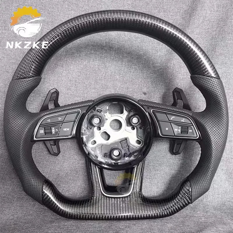 Carbon Fiber Steering Wheel, Suitable For Audi A3 8Y A4 B9 S3 S4 S5 A5 RS3 RS4, Equipped With Buttons And Shift Paddles
