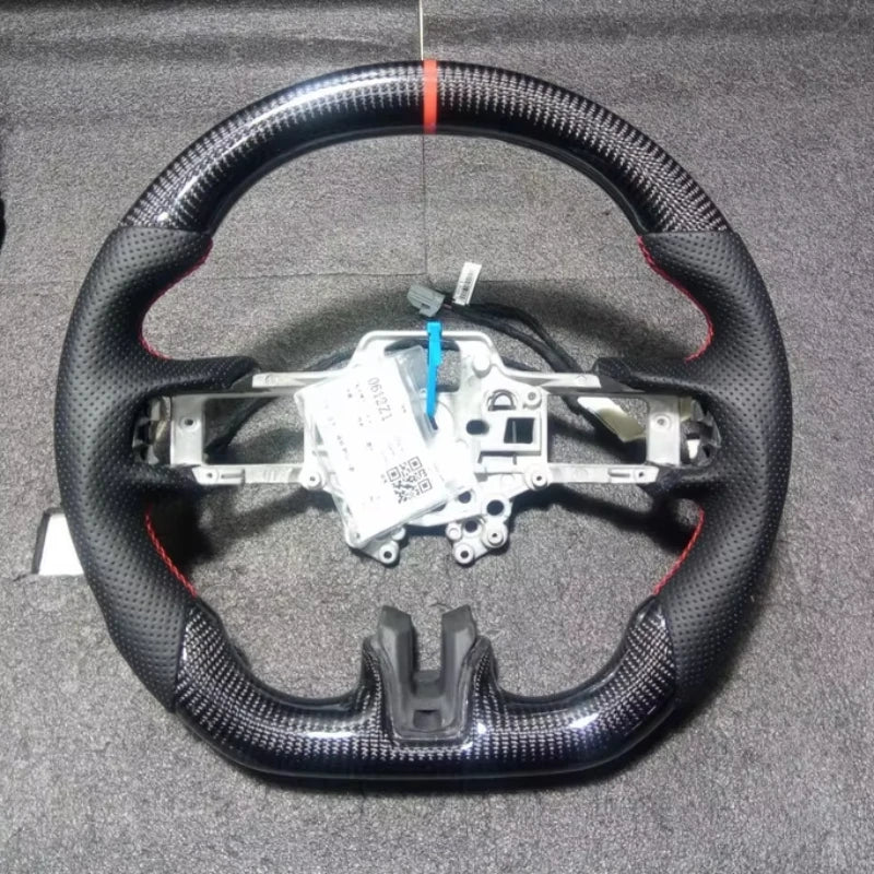 Carbon Fiber Steering Wheel For Ford Mustang 2018 2019 2020 2021 2022 2023 GT Shelby Steering Wheel Perfoeated Leather