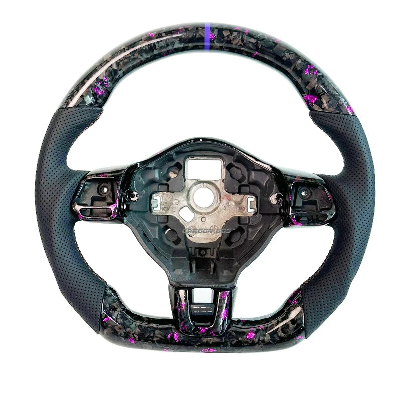 Carbon Bos Steering Wheel for Volkswagen VW Golf MK6 Carbon Fiber Forged Blue Red Perforated Leather Volkswagen Steering Wheel