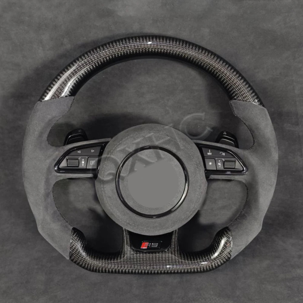 Carbon Fiber Alcantara Steering Wheel For Audi RS A3 A4 A5 A6 Q5 Q7 A7 Q2 Q3 S4 S5 S7 8V B8 C7 2007-2021