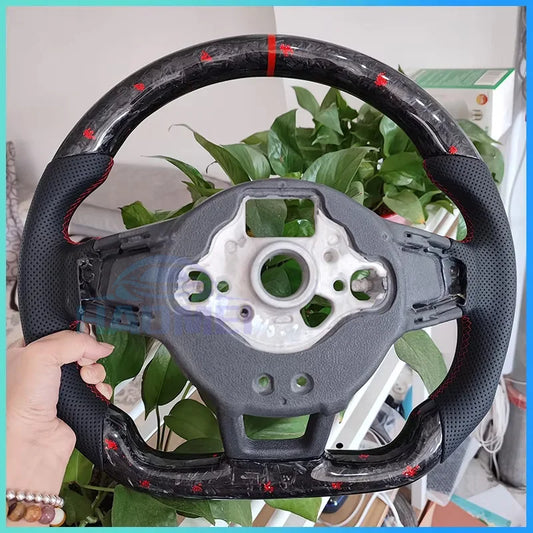 Forged Carbon Fiber Steering Wheel For Volkswagen MK7 MK7.5 GTI R GTD GTE Golf 7, Optional Paddle Shifters Version