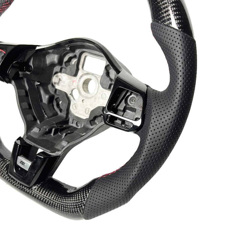 Carbon Bos Steering Wheel for Volkswagen VW Golf MK6 Carbon Fiber Forged Blue Red Perforated Leather Volkswagen Steering Wheel