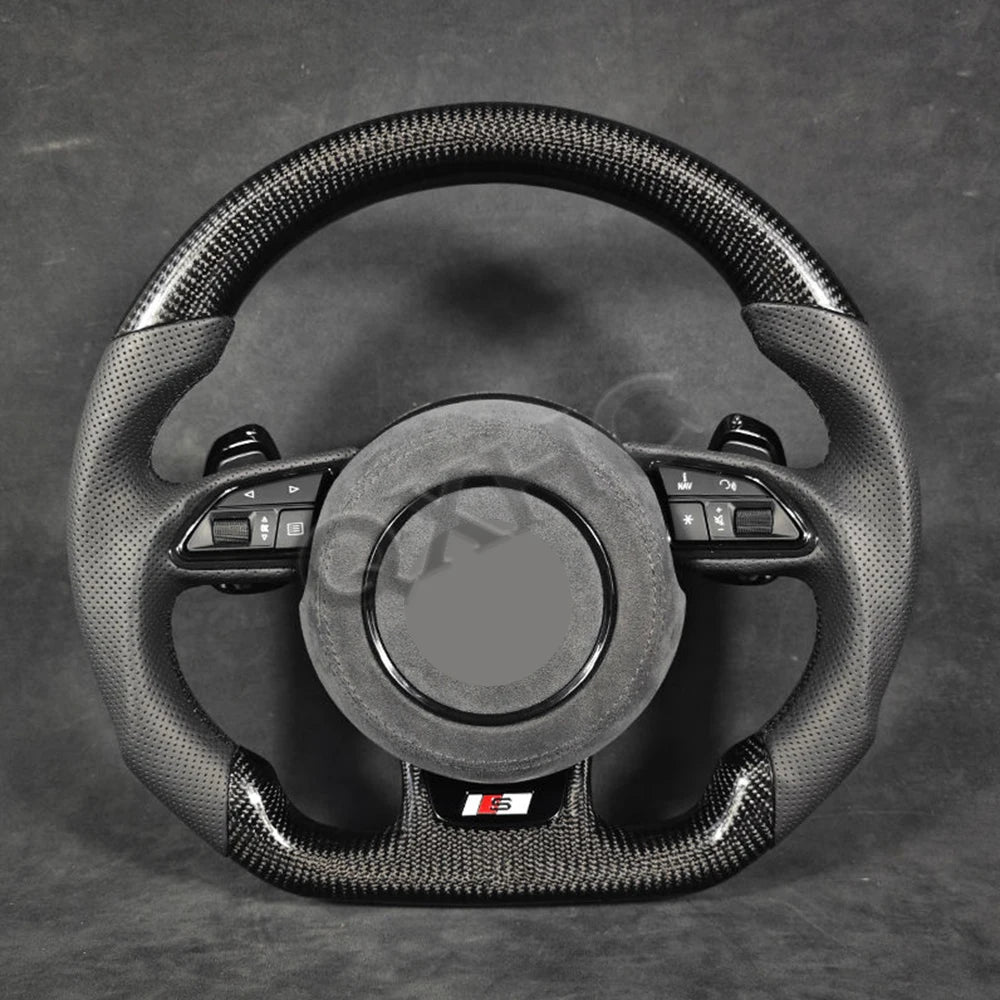 Carbon Fiber Alcantara Steering Wheel For Audi RS A3 A4 A5 A6 Q5 Q7 A7 Q2 Q3 S4 S5 S7 8V B8 C7 2007-2021