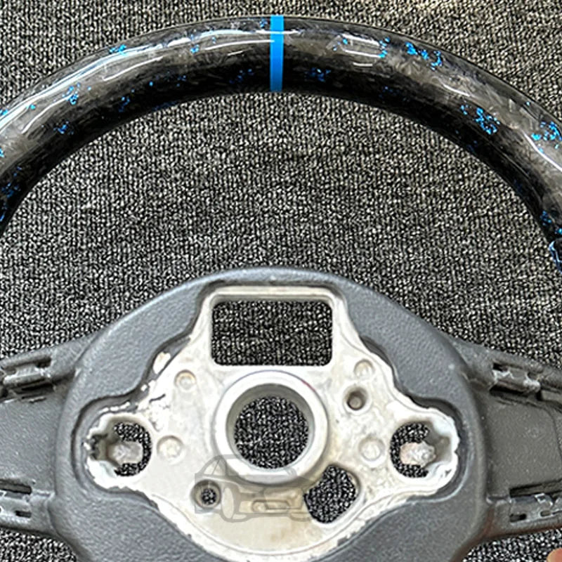 really Forged Carbon Fiber Steering Wheel Blue+ For Volkswagen MK7 MK7.5 GTI R GTD GTE Golf 7, Optional Paddle Shifters Version