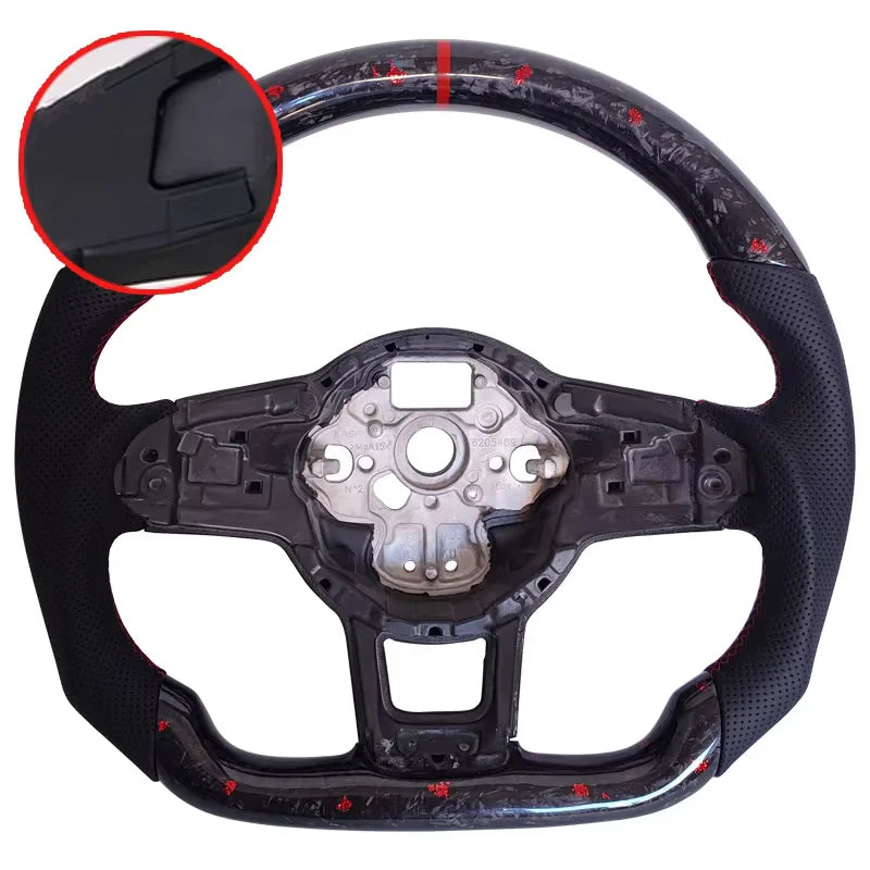 Forged Carbon Fiber Steering Wheel For Volkswagen MK7 MK7.5 GTI R GTD GTE Golf 7, Optional Paddle Shifters Version