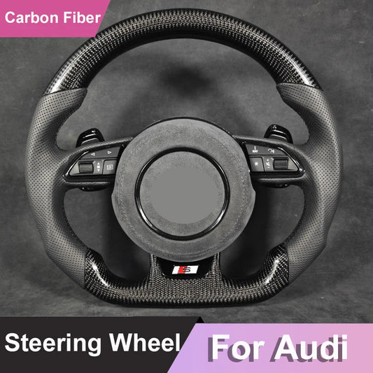 Carbon Fiber Alcantara Steering Wheel For Audi RS A3 A4 A5 A6 Q5 Q7 A7 Q2 Q3 S4 S5 S7 8V B8 C7 2007-2021
